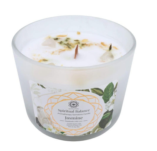 Bougie Green Tree 'Equilibre Spirituel' Cristal de Roche + Jasmin 256g
