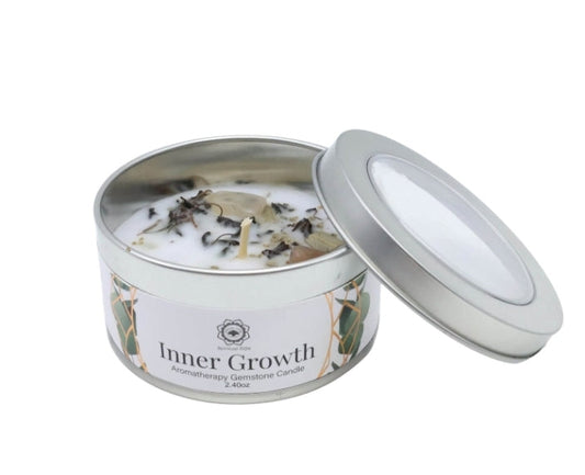 Bougie Green Tree 'Croissance intérieure' Pierre de Lune + Menthe 70g